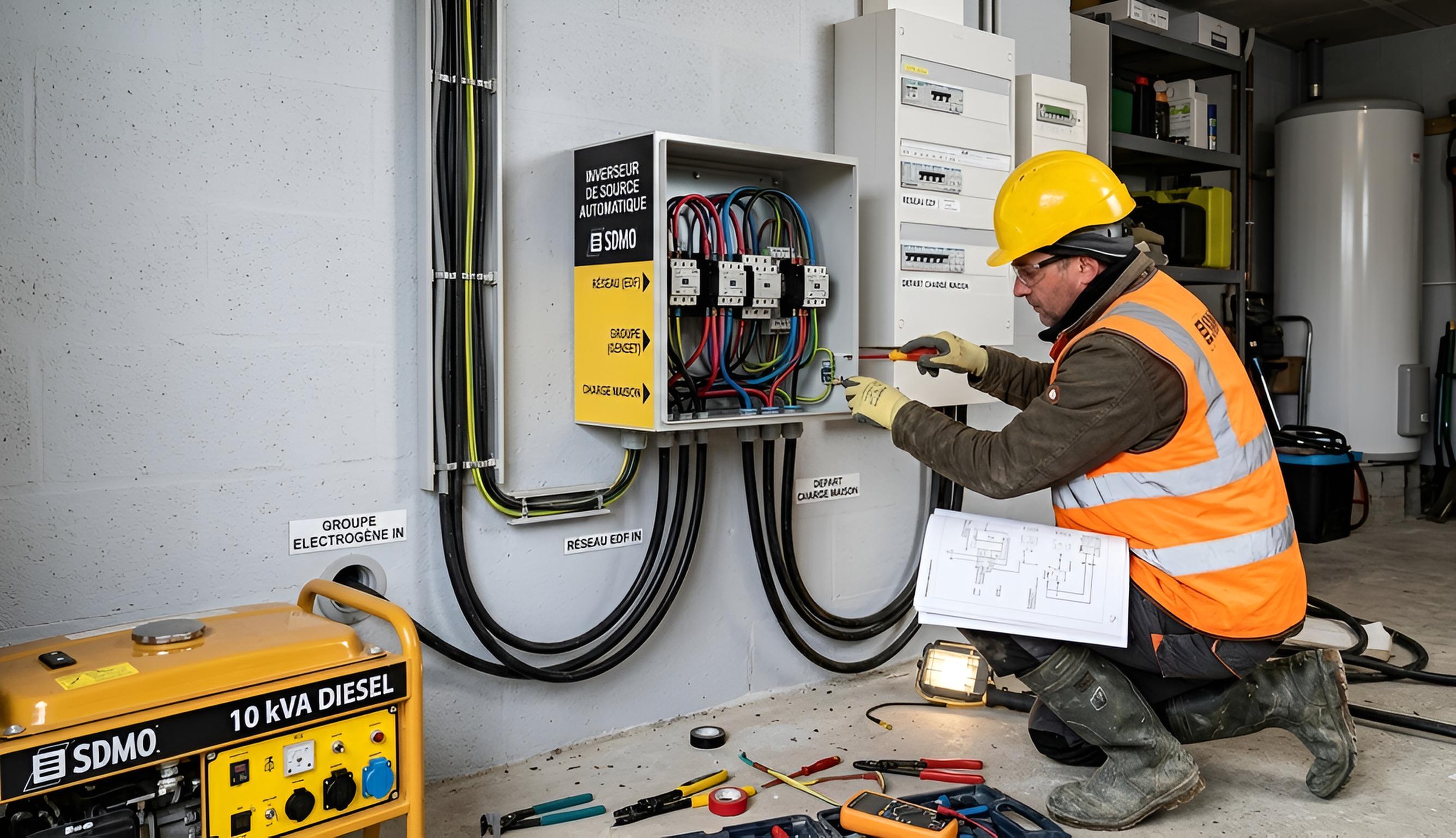 Installation d un inverseur de source pour groupe électrogène domestique.