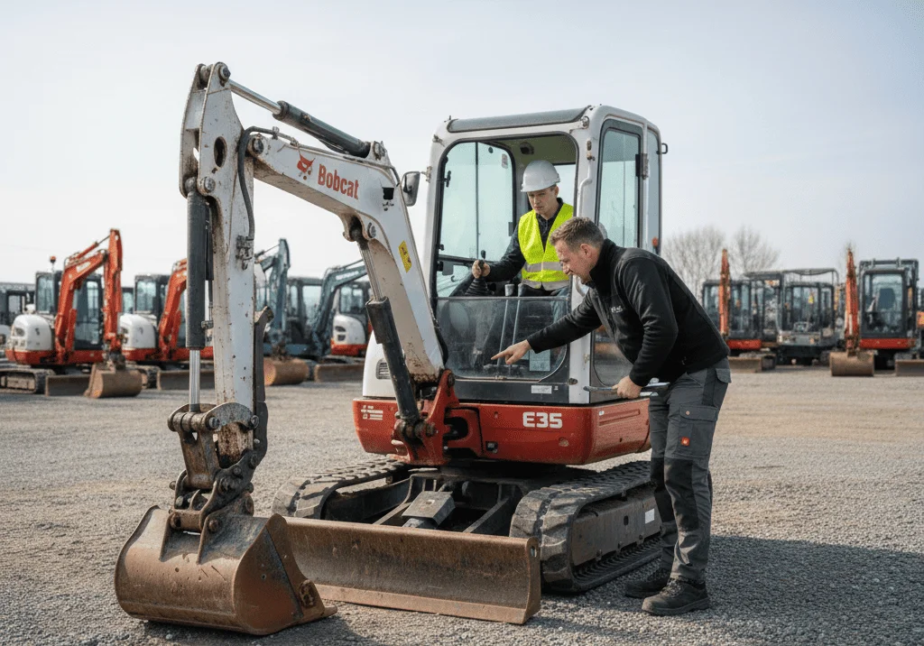 Un stagiaire recevant sa formation de conduite de mini-pelle.