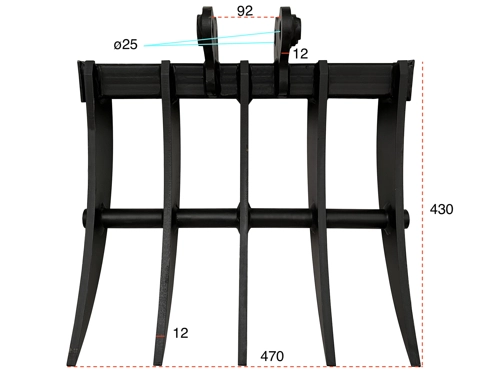 Râteau 60cm pour mini pelle M80/M90/M100/M120